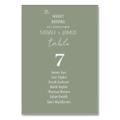 Sage Green the Night Before Wedding Seating Chart テーブルナンバー (裏面)
