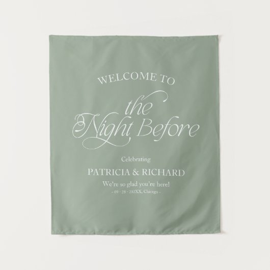 Sage Green The Night Before Welcome Sign Tapes タペストリー (正面)