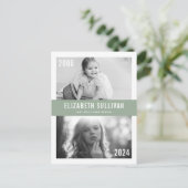 Sage Green Then and Now Photo Collage卒業 ポストカード (スタンド正面)