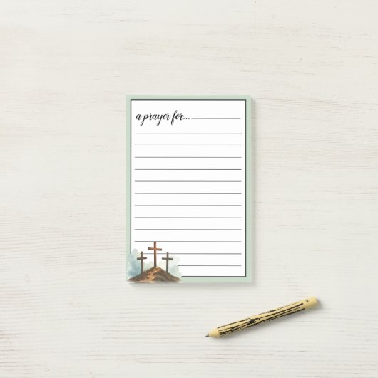 Sage Green Three Crosses War Room Prayer ポストイット (デスク上)