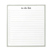 Sage Green To Do List Minimalist Teacher ノートパッド (正面)