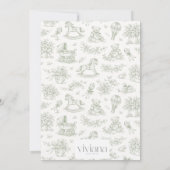 Sage Green Toile Baby Shower Invitation | Classic  招待状 (裏面)