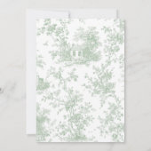 Sage Green Toile Chinoiserie Bow Baby Shower 招待状 (裏面)