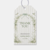 Sage Green Toile De Juoy Nesting Party ギフトタグ (正面)