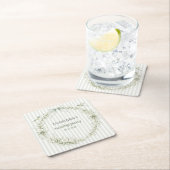 Sage Green Toile De Juoy Nesting Party  スクエアペーパーコースター (インサイチュ)