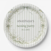 Sage Green Toile De Juoy Nesting Party  ペーパープレート (正面)