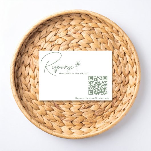 Sage Green Toile QR Code RSVP 