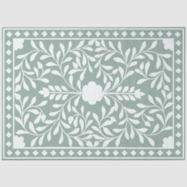 Sage Green Traditional Bone Inlay Decoupage Paper 薄葉紙