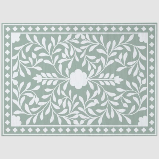 Sage Green Traditional Bone Inlay Decoupage Paper 薄葉紙 (正面)