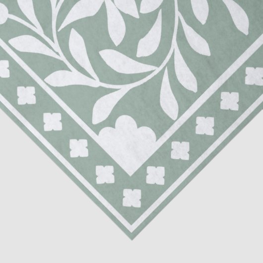 Sage Green Traditional Bone Inlay Decoupage Paper 薄葉紙 (詳細)