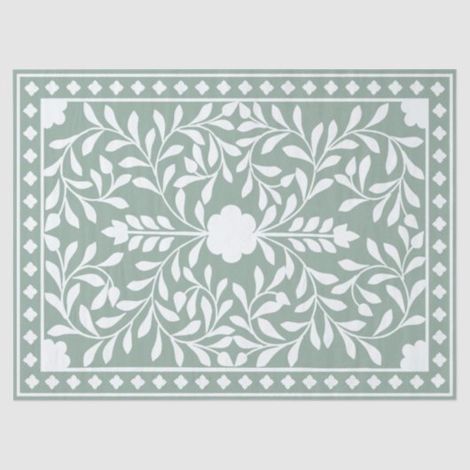 Sage Green Traditional Bone Inlay Decoupage Paper 薄葉紙 (正面)
