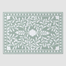 Sage Green Traditional Bone Inlay Decoupage Paper 
