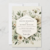 Sage Green Tranquil Botanical Wedding 招待状 (正面)
