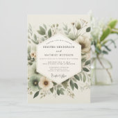 Sage Green Tranquil Botanical Wedding 招待状 (スタンド正面)
