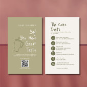 Sage Green Tumbler Care Instruction Card & QR code 名刺