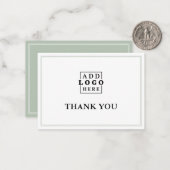 Sage Green Two Border Business Logo Thank You ノートカード (正面/裏面インサイチュ)