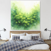 Sage Green Veil Moss Abstract - Organic Modern キャンバスプリント (インサイチュ (寝室))