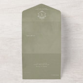Sage Green Velvet Elegant Baroque Frame Wedding オールインワン招待状 (外側)