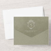 Sage Green Velvet Elegant Baroque Frame Wedding オールインワン招待状 (裏面)