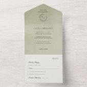 Sage Green Velvet, Laurel Wreath Wedding オールインワン招待状 (内側)