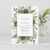 Sage Green Verdant Flourish Wedding 招待状 (スタンド正面)