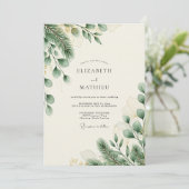 Sage Green Verdant Winter Wedding 招待状 (スタンド正面)