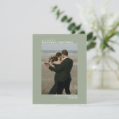 Sage Green Vertical Photo Minimalist 結婚's セーブザデート (スタンド正面)