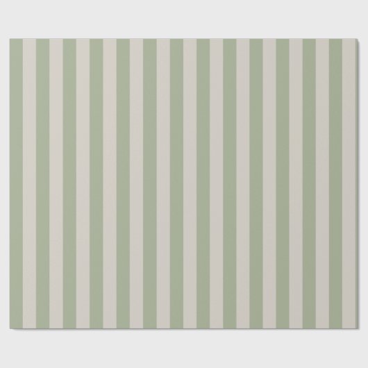 Sage Green Vertical Stripe Pattern ラッピングペーパー (フラット)