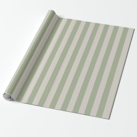 Sage Green Vertical Stripe Pattern ラッピングペーパー (アンロールド)