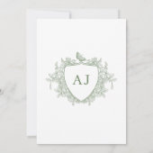 Sage green Victorian French classic floral wedding 招待状 (裏面)