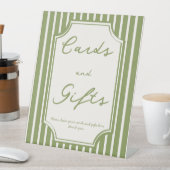 sage green vintage ストライプ 結婚式 ウェルカムボード 台座サイン (インサイチュ)