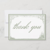 Sage Green Vintage Botanical Trellis Arch Wedding サンキューカード (正面)