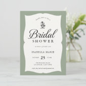 Sage Green Vintage Classic Bridal Shower 招待状 (スタンド正面)