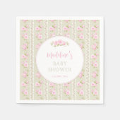 Sage Green Vintage Floral スタンダードカクテルナプキン (正面)