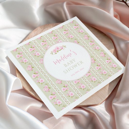 Sage Green Vintage Floral スタンダードカクテルナプキン