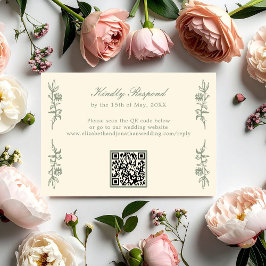 Sage Green Vintage Floral Wedding RSVP QR Code