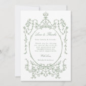 Sage Green Vintage Frame Wedding Photo サンキューカード (正面)