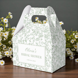 sage green vintage French floral ブライダルシャワー フェイバーボックス