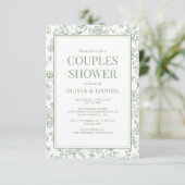 Sage Green Vintage French Floral Couples Shower 招待状 (スタンド正面)