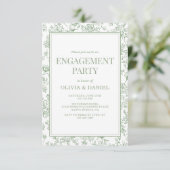 Sage Green Vintage French Floral Engagement Party 招待状 (スタンド正面)