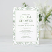 Sage Green Vintage French Photo Bridal Shower 招待状 (スタンド正面)