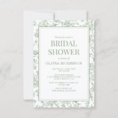 Sage Green Vintage French Photo Bridal Shower 招待状 (正面)