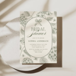Sage Green Vintage Hydrangea Bridal Shower 招待状