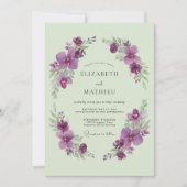 Sage Green Violet Romantic Spring Wedding 招待状 (正面)