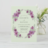 Sage Green Violet Romantic Spring Wedding 招待状 (スタンド正面)