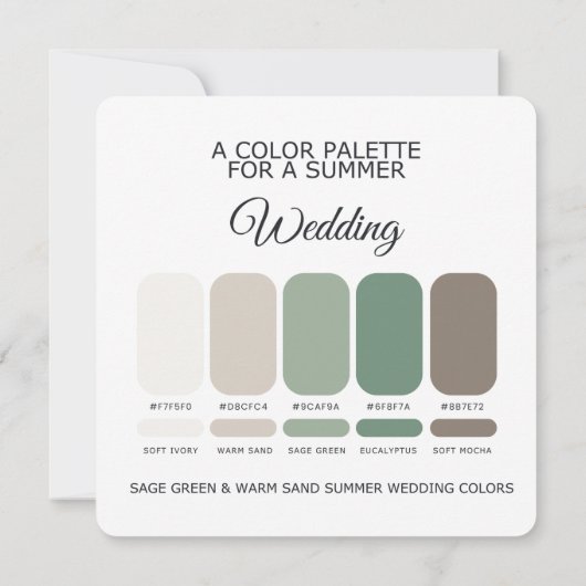 Sage Green & Warm Sand Summer Wedding Palette Card 招待状 (裏面)
