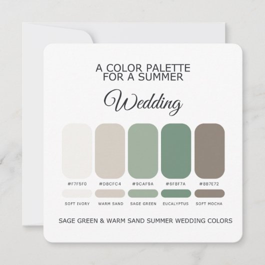 Sage Green & Warm Sand Summer Wedding Palette Card 招待状 (正面)