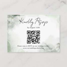 Sage Green Water Color Script結婚のQRコードRsvp エンクロージャーカード