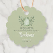 Sage Green Watercolor Baby Boy Aqeeqah フェイバータグ (裏面)