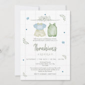 Sage Green Watercolor Baby Boy Aqeeqah Invitation 招待状 (正面)